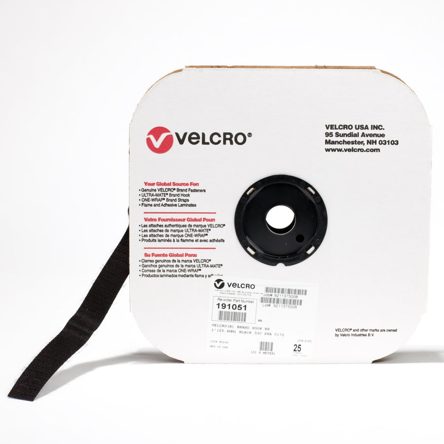 1" Blk Velcro - hook - 25 Yrd